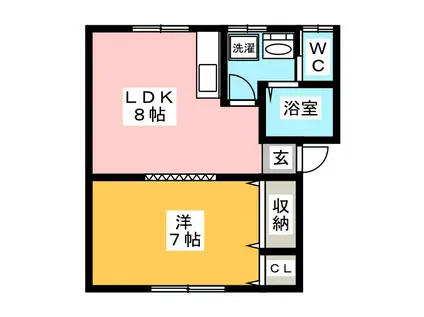 オークハイム(1LDK/1階)の間取り写真