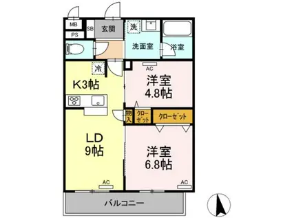 STAR PEAR(2LDK/1階)の間取り写真