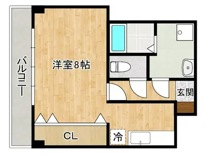 パークコート三萩野(1K/4階)の間取り写真