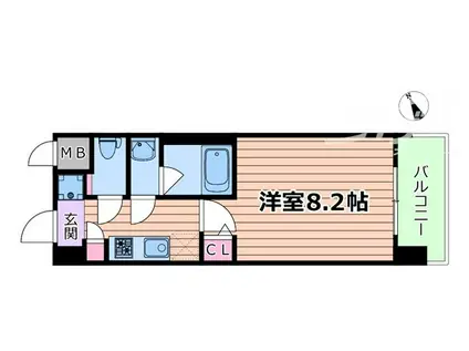 スプランディット十三本町(1K/13階)の間取り写真