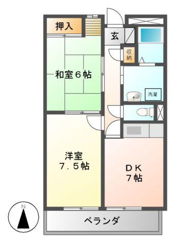 ドムス・栄(2DK/4階)の間取り写真