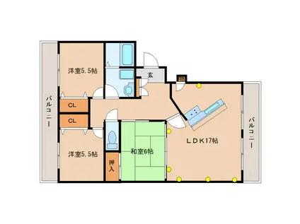 ファインスクエアーI(3LDK/1階)の間取り写真