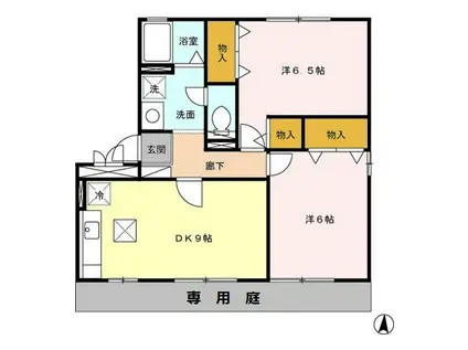 セジュール エレガンス(2DK/1階)の間取り写真