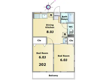 シティハイム オクムラ(2DK/2階)の間取り写真