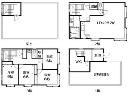 STマンション2(4LDK/1階)の間取り写真