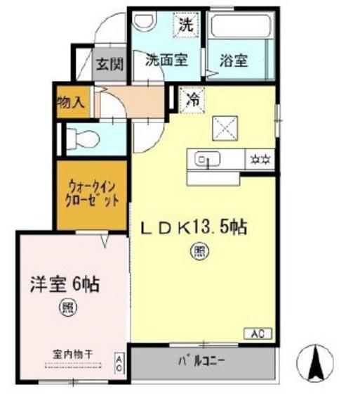 ルラシオン A棟(1LDK/1階)の間取り写真