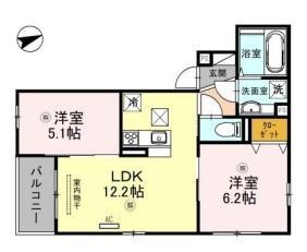 D-ROOM北斎(2LDK/1階)の間取り写真