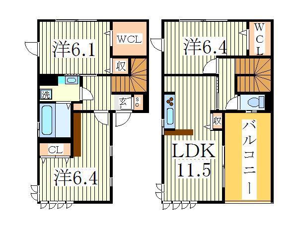 ボー・リバージュ(3LDK/2階)の間取り写真