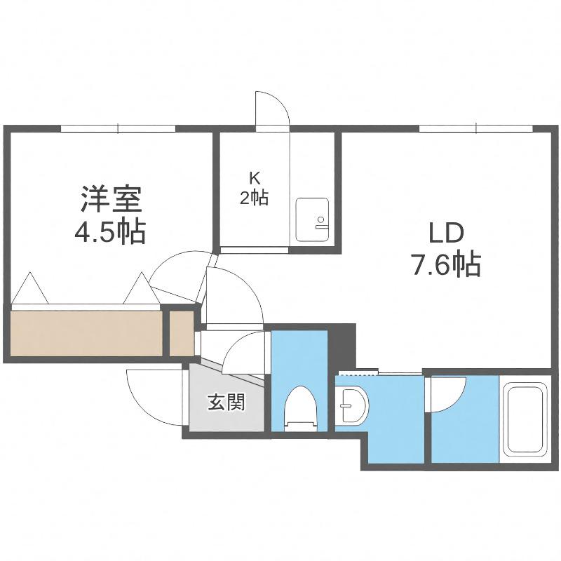 ツインズ南8条伍番館(1LDK/3階)の間取り写真