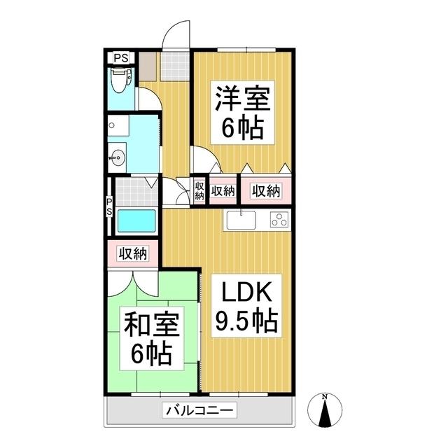 レジデンス天神(2LDK/2階)の間取り写真