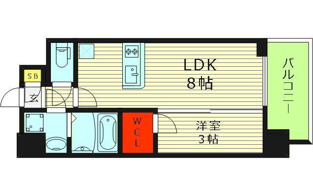 エスリード大阪城イースト(1LDK/3階)の間取り写真