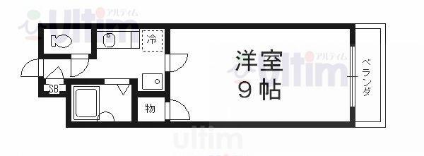 SHAMON東山(1K/6階)の間取り写真