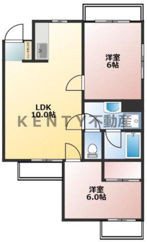 コアオリベ(2LDK/3階)の間取り写真