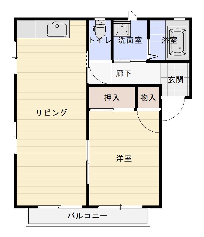 グリーンタウン幸(1LDK/2階)の間取り写真