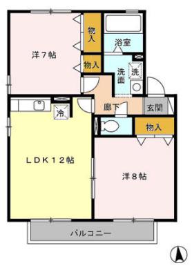 ラフィーネB(2LDK/2階)の間取り写真