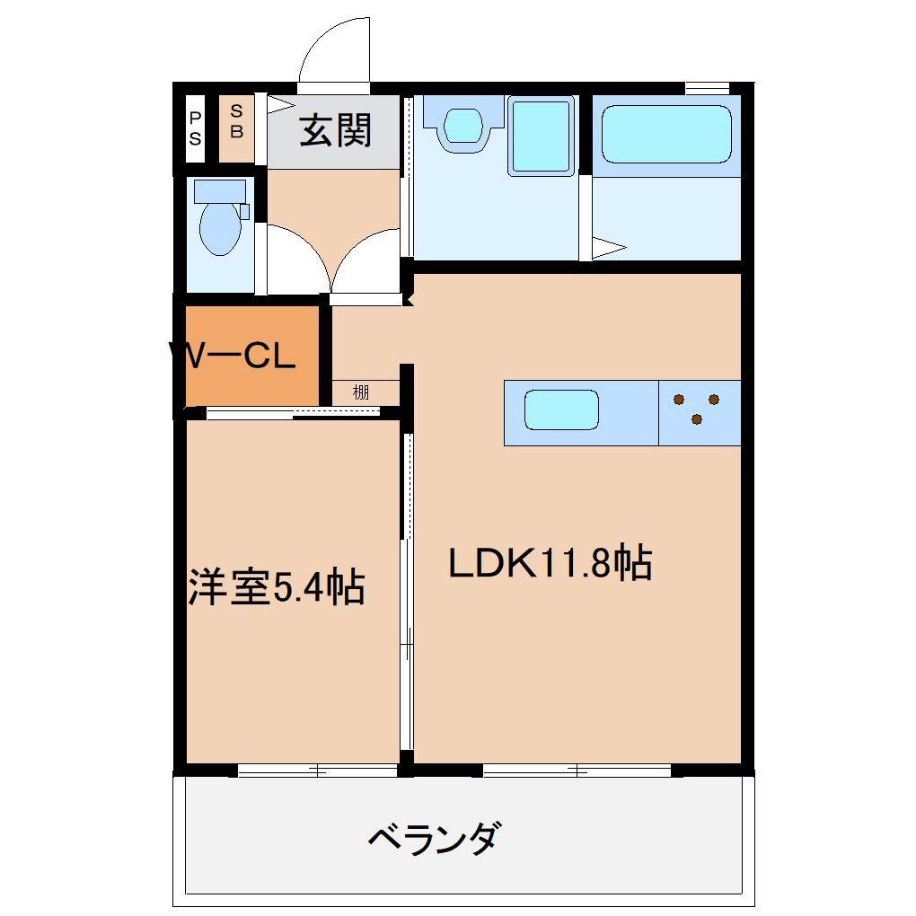 VALLEY II(1LDK/2階)の間取り写真