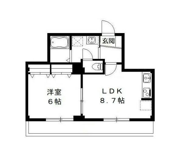 本八幡フロントコート(1LDK/3階)の間取り写真
