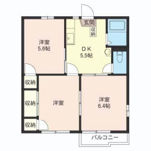 上柴 パークハイツ A(3DK/1階)の間取り写真