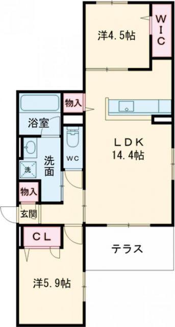 SUNSKY鳳西町(2LDK/1階)の間取り写真