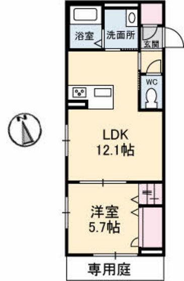 フェデリオ曙(1LDK/1階)の間取り写真