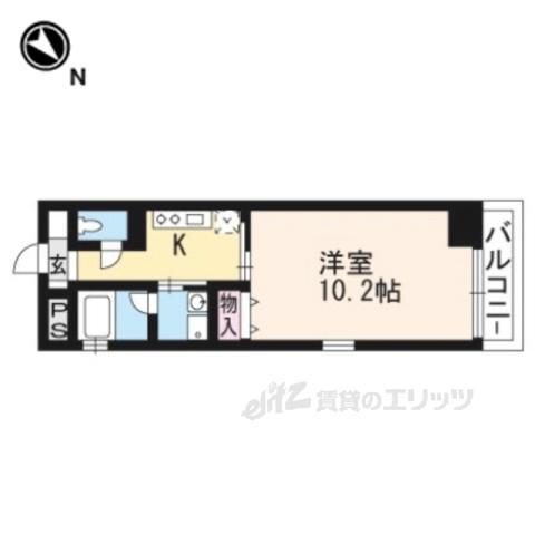 エリーフラッツ京町(1K/4階)の間取り写真