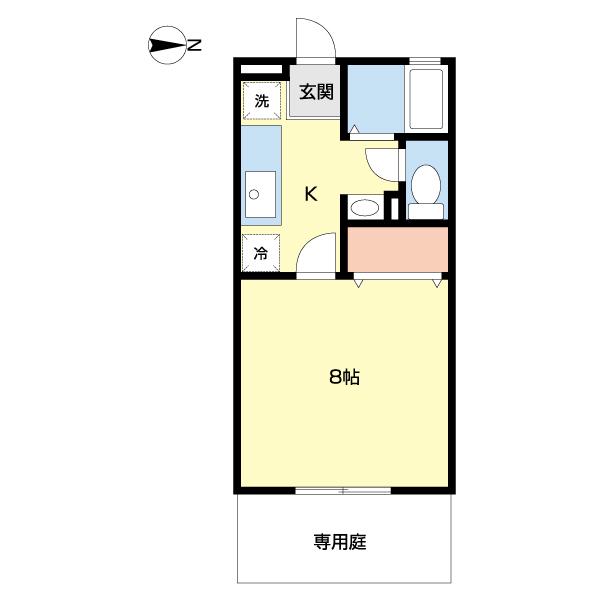 くすのき荘(1K/1階)の間取り写真