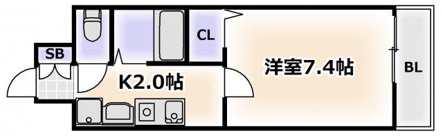 エスリードコート難波ウエスト(1K/4階)の間取り写真
