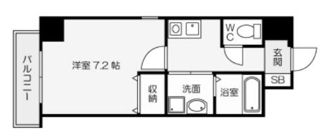 BERGAMOTTO三萩野(1K/2階)の間取り写真