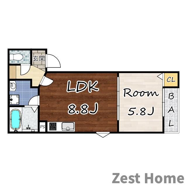 LA-CREA潮江(1LDK/2階)の間取り写真