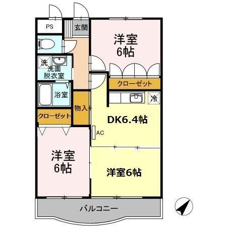 レジデンス山崎(3DK/4階)の間取り写真