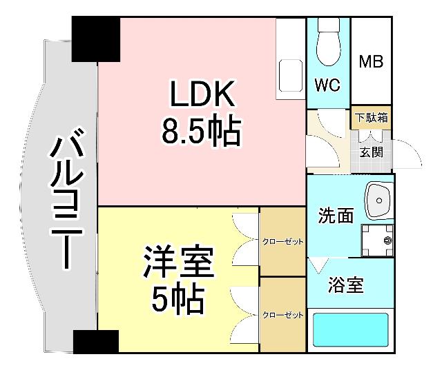 ロイヤルセンターBLD(1LDK/6階)の間取り写真