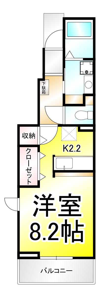 ローゼンハイムKI(1K/1階)の間取り写真