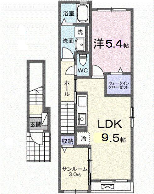トロフェオ ガーデン(1LDK/2階)の間取り写真