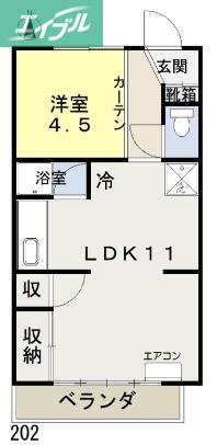 FOREST辰巳(1LDK/2階)の間取り写真