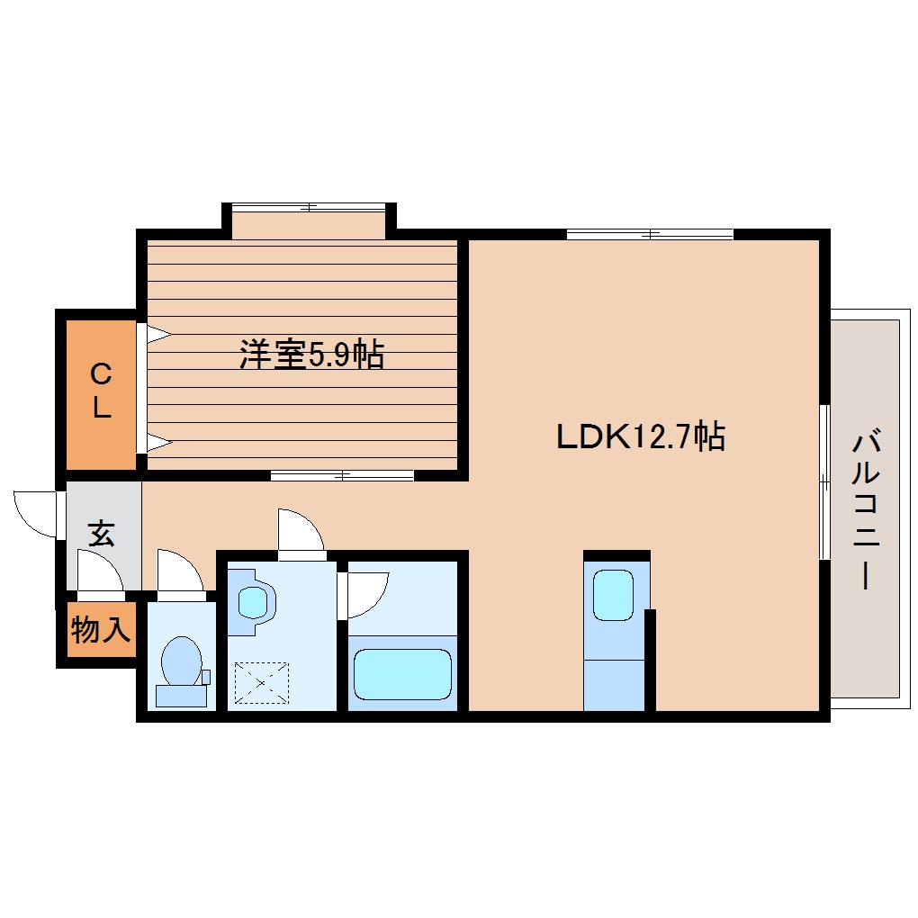 ティンクホームII(1LDK/3階)の間取り写真