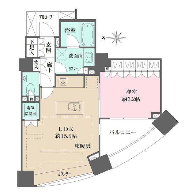 パークハウスオー・タワー(1LDK/12階)の間取り写真