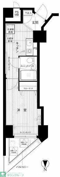 メインステージ東神田(1K/6階)の間取り写真