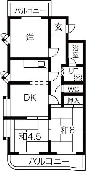 音聞ハイツ(3DK/2階)の間取り写真
