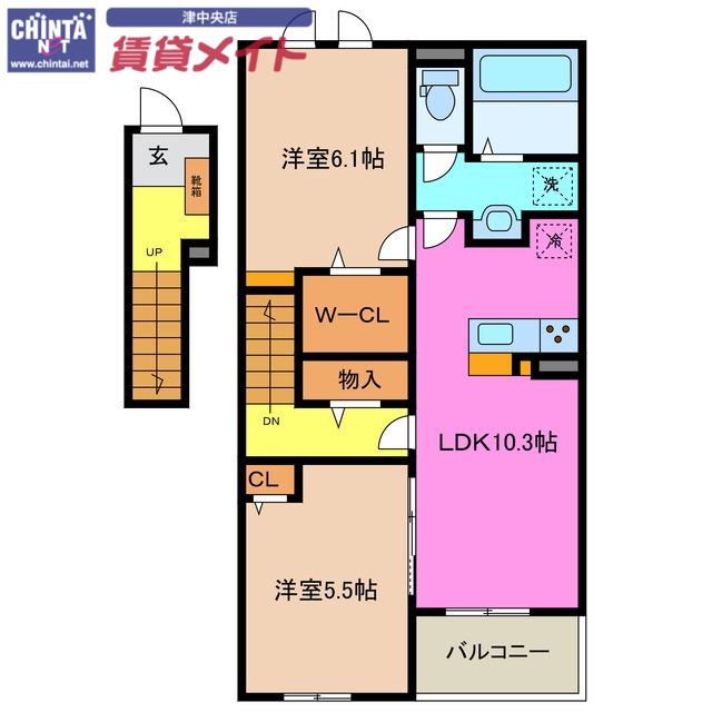 パーチェ・S II(2LDK/2階)の間取り写真
