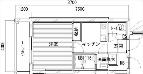 スカイマンションI(1K/2階)の間取り写真