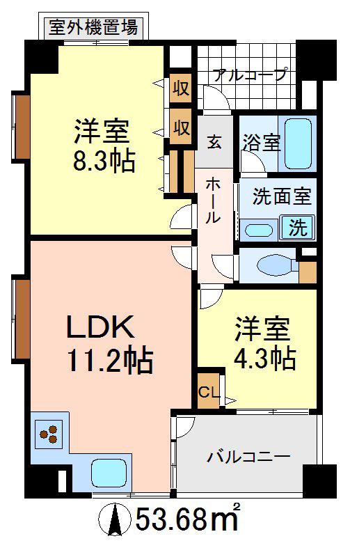アネーロ千歳船橋(2LDK/3階)の間取り写真