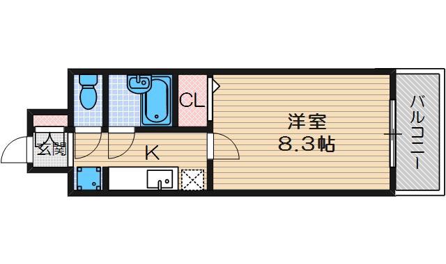 シェルクレール(1K/6階)の間取り写真