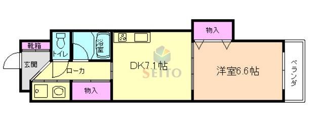 和の杜 (1DK/6階)の間取り写真