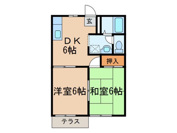 サニーコート三好丘(2DK/1階)の間取り写真