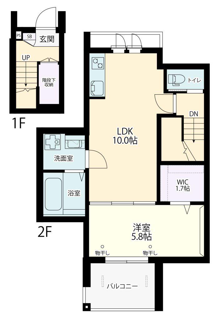 MAISON HIRO(1LDK/2階)の間取り写真