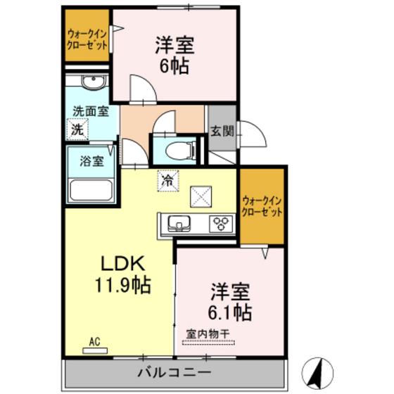 ルミエール(2LDK/1階)の間取り写真