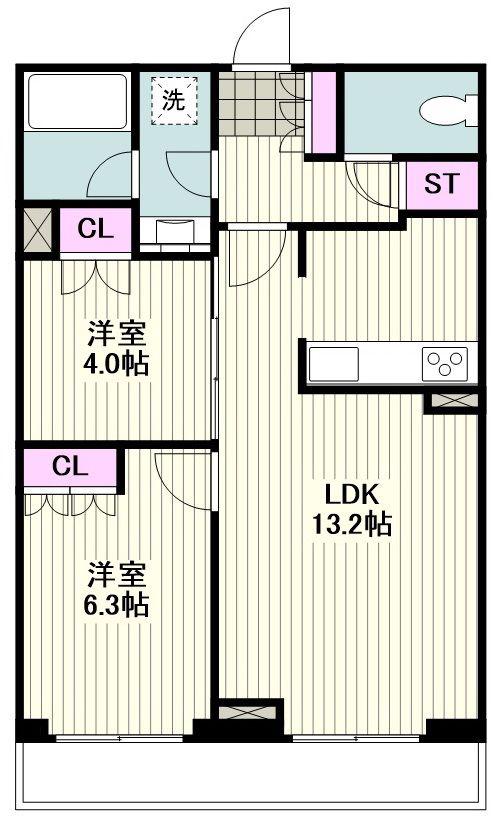 SDレジデンス川崎(2LDK/2階)の間取り写真
