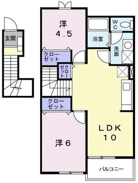 ステイブル(2DK/1階)の間取り写真