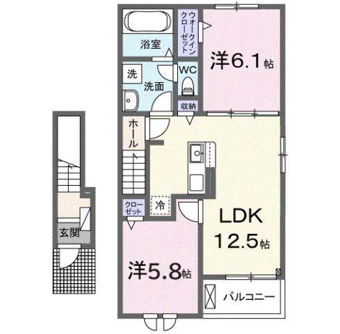 ベル フェリス C(2LDK/2階)の間取り写真