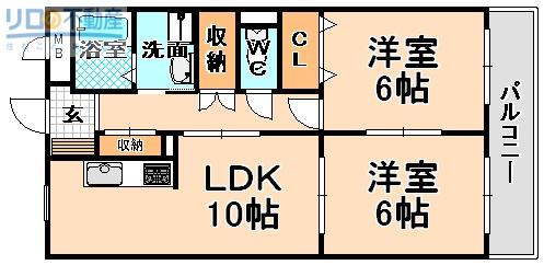 アネックス古結2(2LDK/4階)の間取り写真